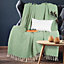 EHC Luxury Reversible Super Soft Cotton Diamond Large Throw For Sofa, Double Bed, Armchair - Green, 150 x 200 cm