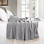 EHC Luxury Reversible Super Soft Cotton Diamond Large Throw For Sofa, Double Bed, Armchair - Grey, 150 x 200 cm