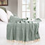 EHC Luxury Reversible Super Soft Cotton Diamond Large Throw For Sofa, Double Bed , Armchair - Hunter Green, 150 x 200 cm