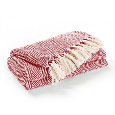 EHC Luxury Reversible Super Soft Cotton Diamond Large Throw For Sofa ...