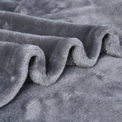 EHC Super Soft Fluffy Flannel Fleece Throws, Light Grey 125 x 150 cm