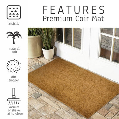 EHC Natural Coir Entrance Mat Outdoor & Indoor Mat, Heavy Duty Doormats ...