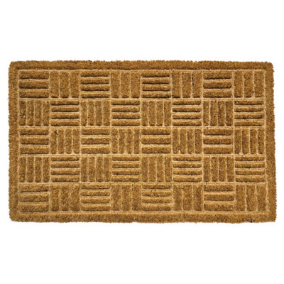 EHC Natural Coir Non-Slip Entrance Mat Criss-Cross Outdoor & Indoor Mat, Heavy Duty, Dirt trapper door mats, 40 x 70 cm