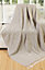 EHC Natural Cotton Two Tone Herringbone Sofa Arm Chair Bedspread Settee Single Throw, Beige - 150 x 200 cm, Double Size