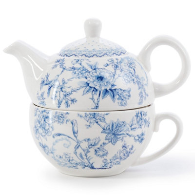 EHC Orchids Design Porcelain Tea For One Tea-pot with Handle, Microwave ...
