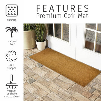 EHC PVC Backed Natural Coconut Coir Plain Entrance Matting Outdoor ...