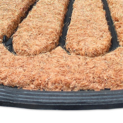 EHC PVC Half Moon Backed Moulded Brushed Natural Coconut Coir Entrance ...