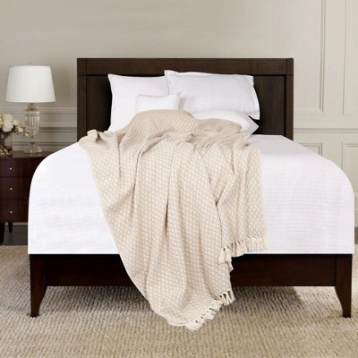 EHC Super Soft Cotton Large Throw Covers Upto 2-Seater Sofa or Double Bed, 150 x 200 cm,  Beige