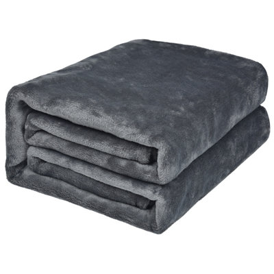 EHC Super Soft Fluffy Snugly Solid Flannel Fleece Throws for Sofa Bed ...