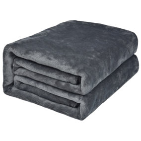 EHC Super Soft Fluffy Snugly Solid Flannel Fleece Throws for Sofa Bed Blankets, Grey 125 x 150cm