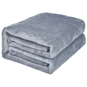 EHC Super Soft Fluffy Snugly Solid Flannel Fleece Throws for Sofa Bed Blankets, Light Grey 150 cm x 200 cm