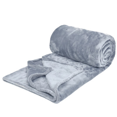 EHC Super Soft Fluffy Snugly Solid Flannel Fleece Throws for Sofa Bed  Blankets, Light Grey 150 cm x 200 cm