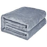 EHC Super Soft Fluffy Snugly Solid Flannel Fleece Throws for Sofa Bed Blankets, Light Grey 200cm x 240cm