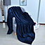 EHC Super Soft Fluffy Snugly Solid Flannel Fleece Throws for Sofa Bed Blankets, Navy Blue 200 cm x 240 cm