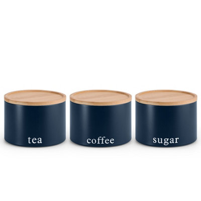 EHC Tea, Coffee, Sugar, Canister Set, Set of 3 Stackable Airtight Food ...