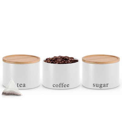 EHC Tea, Coffee, Sugar, Canister Set, Set of 3 Stackable Airtight Food ...