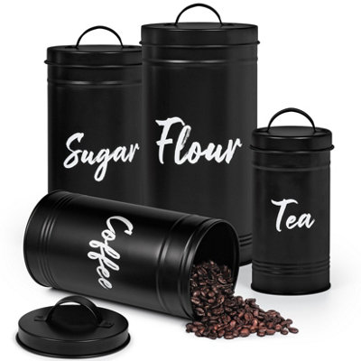 Ehc Tea Coffee Sugar & Flour Storage Containers tins Canisters jars Set ...