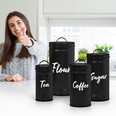 Ehc Tea Coffee Sugar & Flour Storage Containers tins Canisters jars Set ...