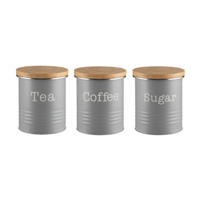 EHC Tea Sugar Coffee Canisters, Set of Tea Sugar Coffee