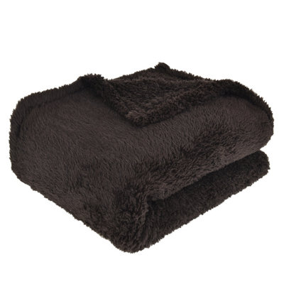 EHC Teddy Super Soft Fleece Throw Thermal Sofa Blanket 130 x 170 cm -  Chocolate | DIY at Bu0026Q