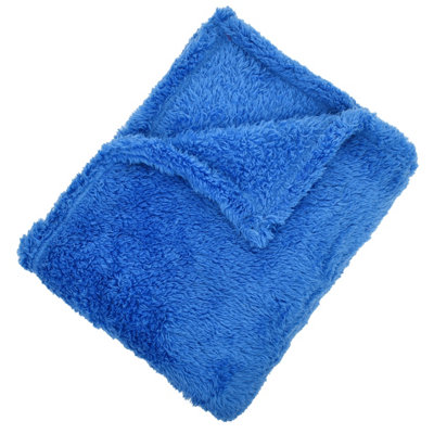 EHC Teddy Super Soft Fleece Warm Throw Thermal Sofa Blanket 130 x 170cm - Blue - 3