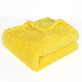 EHC Teddy Super Soft Fleece Warm Throw Thermal Sofa Blanket 130 x 170cm - Yellow