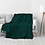 EHC Waffle Cotton Woven King Size Sofa Throw 3 Seater Sofa/ Chair/ Double Bed, 225 x 250 cm, Dark Green
