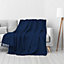 EHC Waffle Cotton Woven King Size Sofa Throw 3 Seater Sofa/ Chair/ Double Bed, 228 x 254 cm, Navy Blue