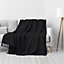 EHC Waffle Cotton Woven Super Giant Sofa Throw, Up to 4 Seater Sofa/ Super King Size Bed 254 x 380 cm, Black