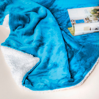 EHC Reverse Sherpa Flannel Fleece Blanket - Navy Blue,150 cm x