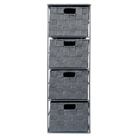 EHC Woven 4 Drawer Storage Unit Cabinet For Bathroom, Bedroom - Grey