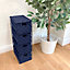 EHC Woven 4 Drawer Storage Unit Cabinet For Bathroom, Bedroom - Navy Blue