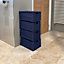 EHC Woven 4 Drawer Storage Unit Cabinet For Bathroom, Bedroom - Navy Blue