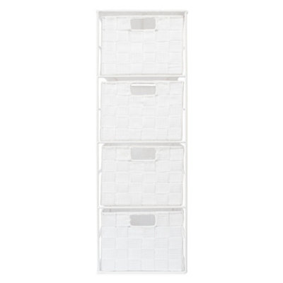 EHC Woven 4 Drawer Storage Unit Cabinet For Bathroom, Bedroom - White
