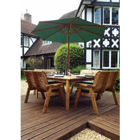 Eight Seater Square Table Set with Cushion - W250 x D250 x H98 - Fully Assembled - Green