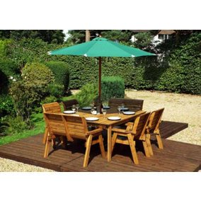 Eight Seater Square Table Set with Cushions - W250 x D250 x H98 - Fully Assembled - Green