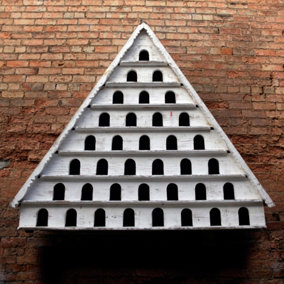 Eight Tier Dovecote (Large Hole) Framlingham Traditional English Triangular Wall Mounted Birdhouse for Doves or Pigeons