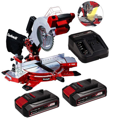 Einhell 18V 2x 2.5Ah 210mm Mitre Saw Set Battery Charger TE-MS18/210 Cordless