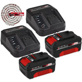 Einhell 18v / 36v Power X-Change Kit - 2x 4.0Ah Battery + 2x 3ah Fast Charger