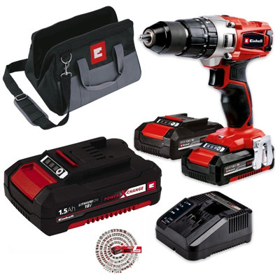 Einhell 18v Cordless Combi Hammer Drill PXC 18v Metal Chuck 3x Batteries + Bag