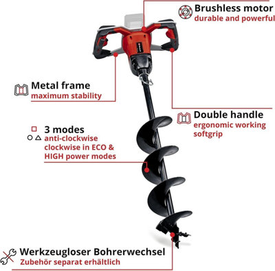 Einhell 18v Cordless Earth Auger Power X-Change + Drill + 2.5AH Charging Kit
