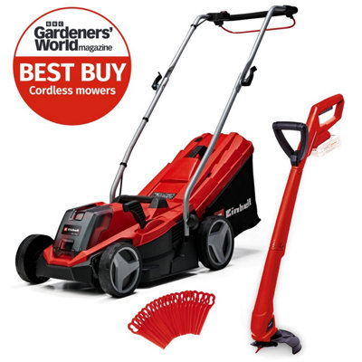 Einhell 18v Cordless Lawnmower 33cm Power X-Change Lawn Mower + Strimmer - Bare