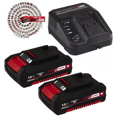 Einhell 18v Power X Change PXC Starter Kit 2x 1.5Ah Battery Charger Ozito DIY at B Q