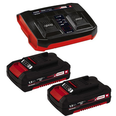 Einhell 18v Power X-Change Starter Kit 2x 1.5Ah Battery + Dual Port Twin Charger