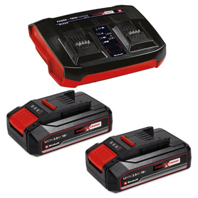 Einhell 18v Power X-Change Starter Kit 2x 2.5Ah Battery + Dual Port Twin Charger