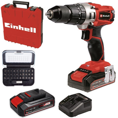 Einhell 18v Twin Pack PXC - Combi Drill Metal Chuck + Impact Wrench Driver + Bat