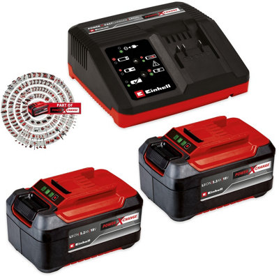 Einhell 2 x 5.2Ah PLUS 18V Battery Power X-Change Starter Kit + 4ah Fast Charger