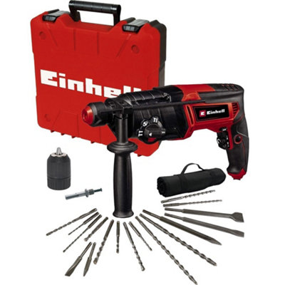 Einhell 240v SDS Plus 4 Mode Rotary Hammer Drill + 17PC Chisel Set Keyless Chuck