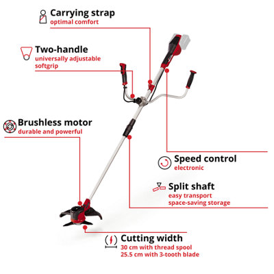 Einhell 25cm Power X-Change Cordless Brushcutter 36V With Carrying Harness Metal Blade Brushless - AGILLO 36/255 BL - Body Only