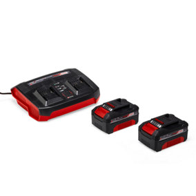 Einhell 2x 4.0Ah Battery And Twin Charger Starter Kit Power X-Change - Compatible With All Power X-Change Products